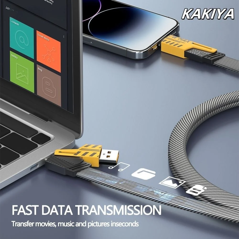 65W 4-in-1 Fast Charging PD QC Mecha Cable USB C Multi-Port Quick Charge Wire for Android iPhone