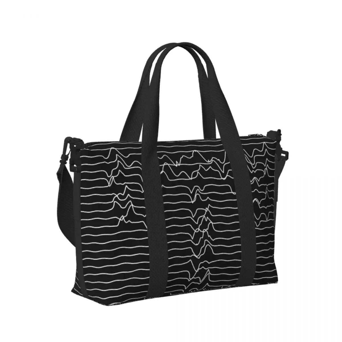 

Custom Joy Division Unknown Pleasures Beach Travel Bag Large Capacity Tote Bags for Gym Sport Women Shopping Duffle Shoulder Bag
