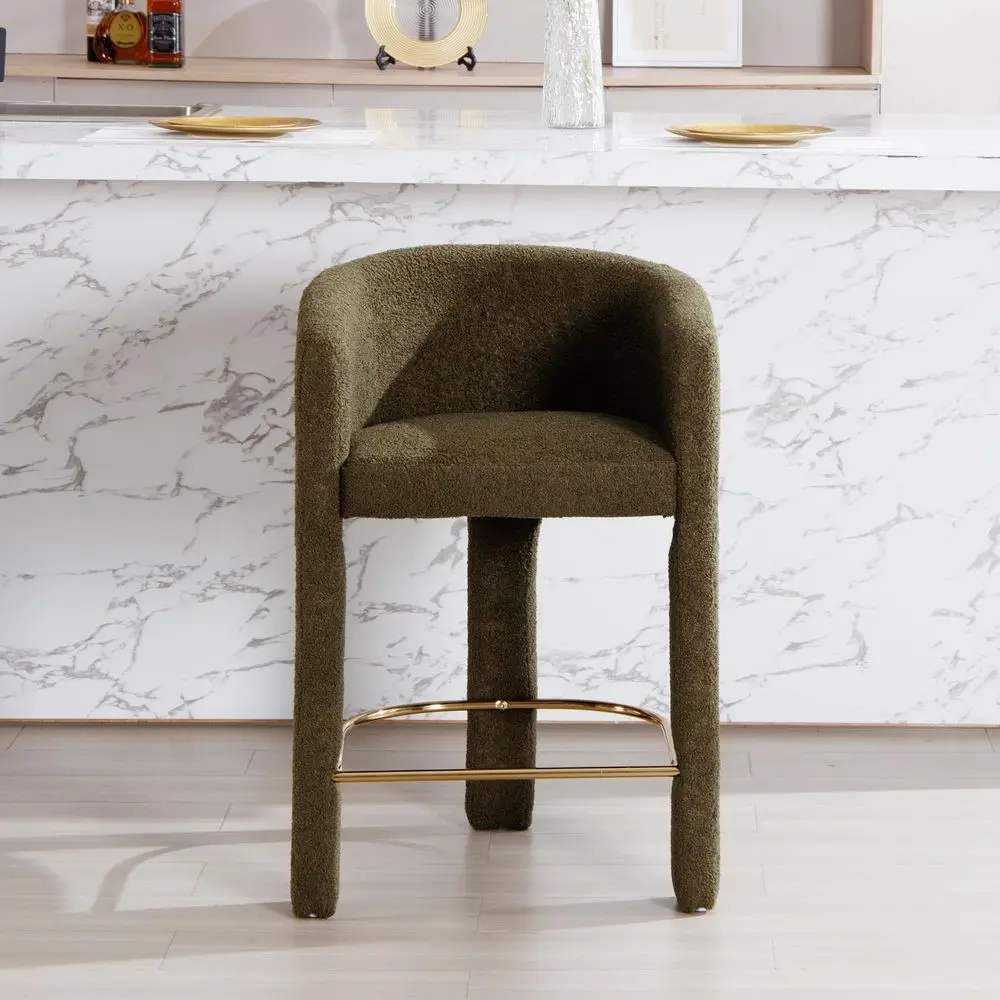 

Барные стулья Boucle с высокой спинкой, 26 дюймов, современные, с подлокотниками, удобные, с обивкой, для кухни