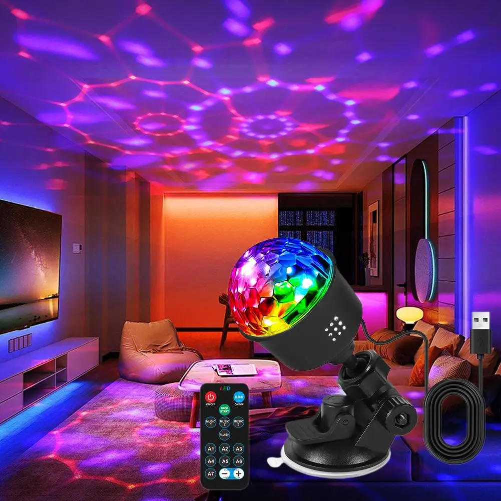 Multicolor Stage Effect Lighting Rotating Party Light Disco KTV DJ Atmosphere Lamp USB Magic Ball Light For Car Bedroom Decor