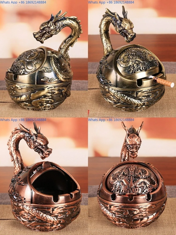 

Ashtray for Home Living Room Creative Bronze Metal Windproof Gift