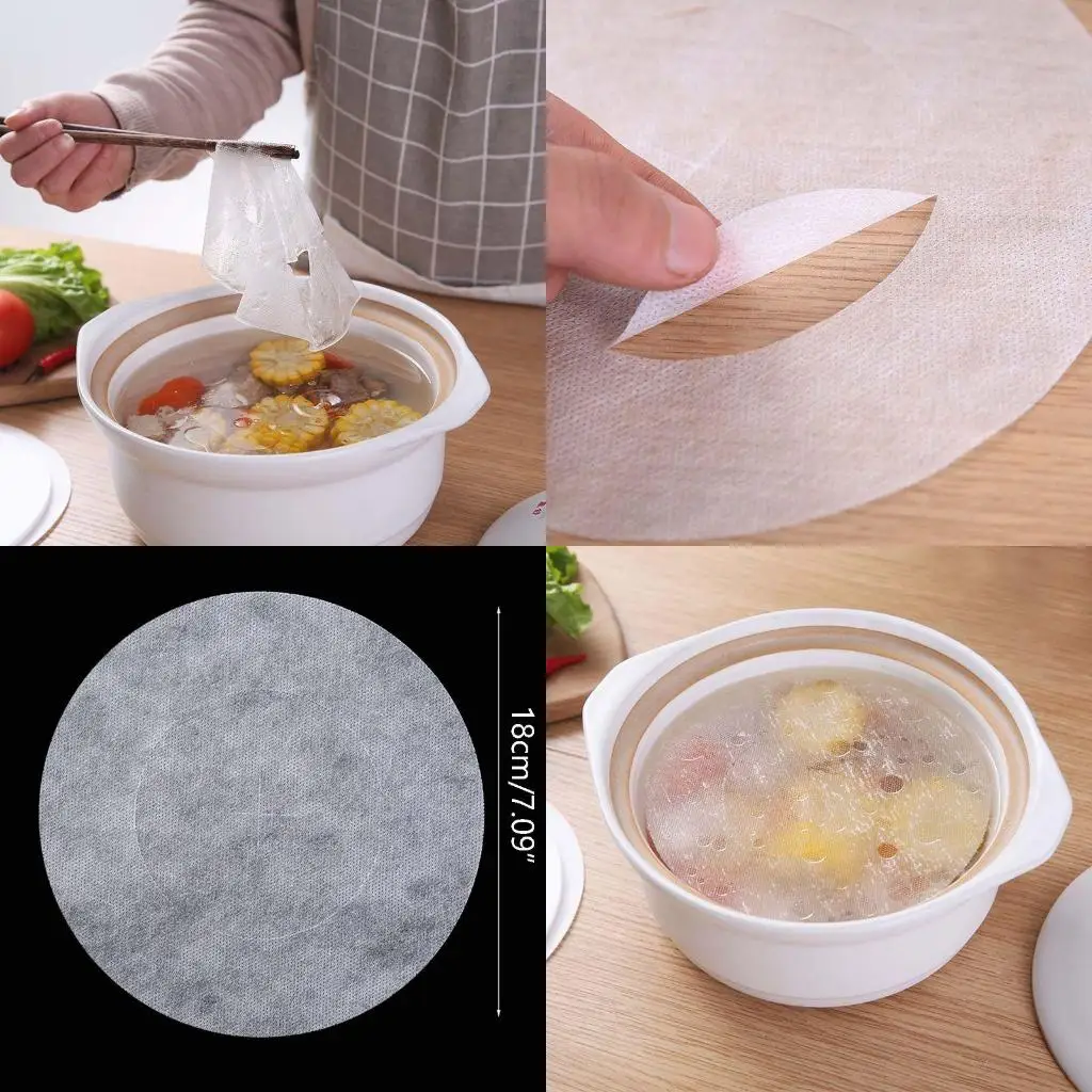 30pcs Round Soup Oil Absorbing Paper Absorption Membrane Pads Kitchen Cook