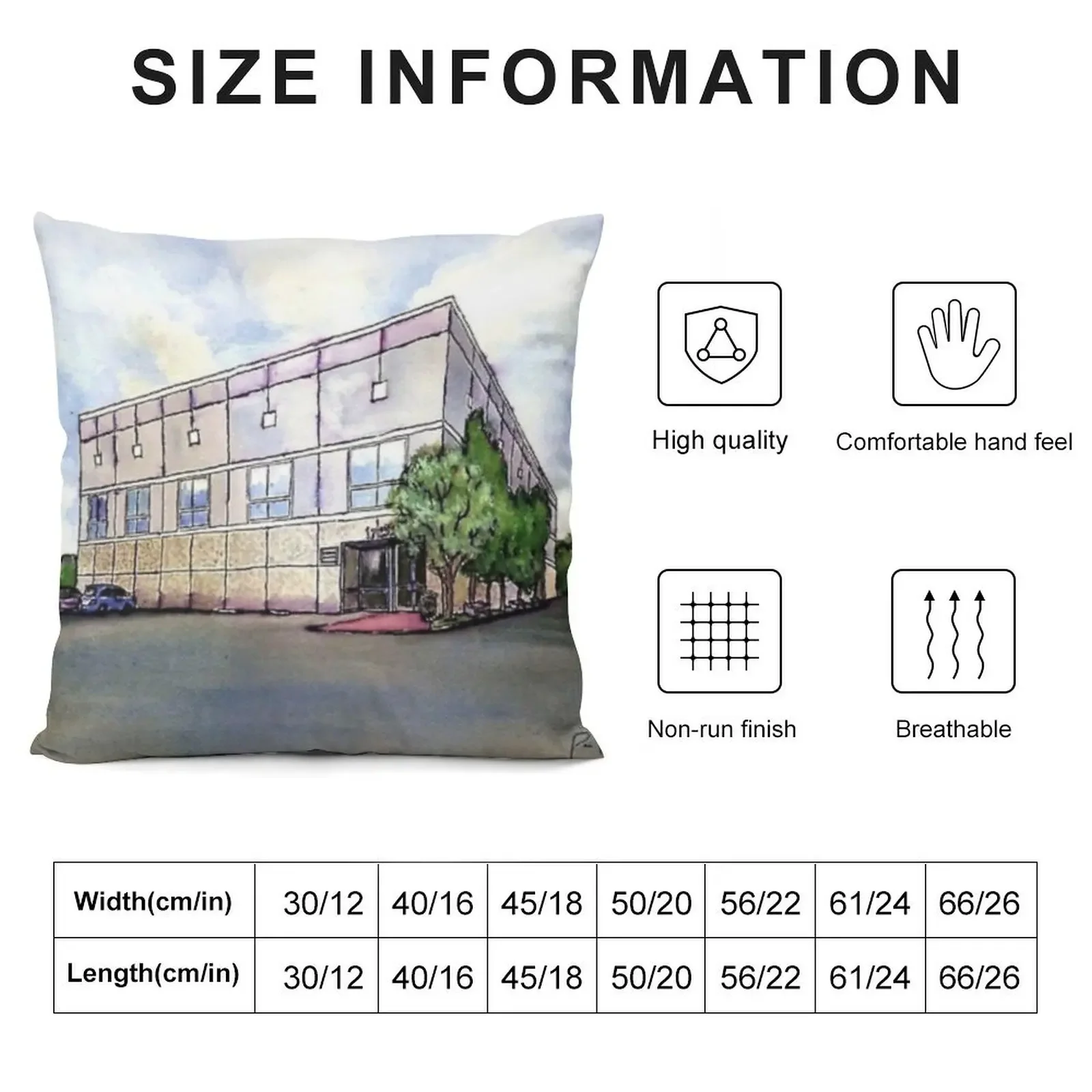 Pam Beesly Dunder Mifflin Paper Company Builing Painting in Watercolor Throw Pillow Sofa Covers Pillow Case Christmas pillow