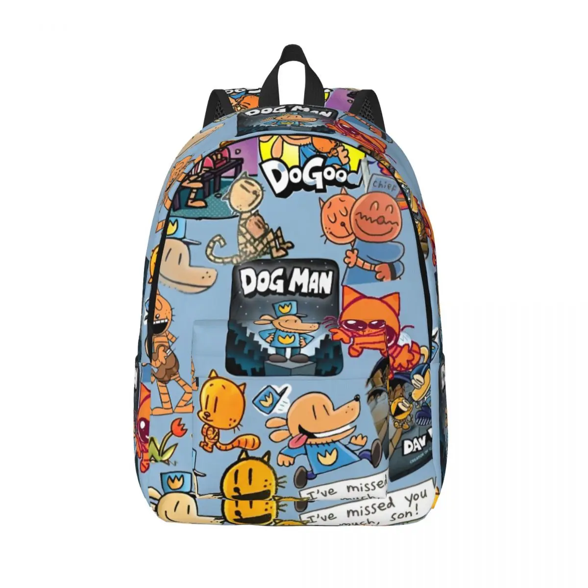 Dog Man Comic Movie Backpack for Men Women Casual High School Business Daypack College Canvas Bags Lightweight
