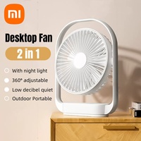 Xiaomi USB Rechargeable Desk Fan With Led Night Light 360° Rotation Quiet Mini Fan For Office Home 4-speed Portable Cooling Fan
