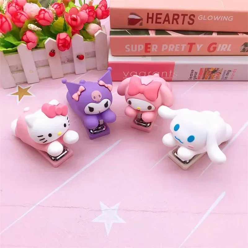 Cute 3D Sanrio Stationery My Melody Mini Stapler Kuromi Cinnamoroll Portable Small Stapler Multifunctional Bookbinding Machine