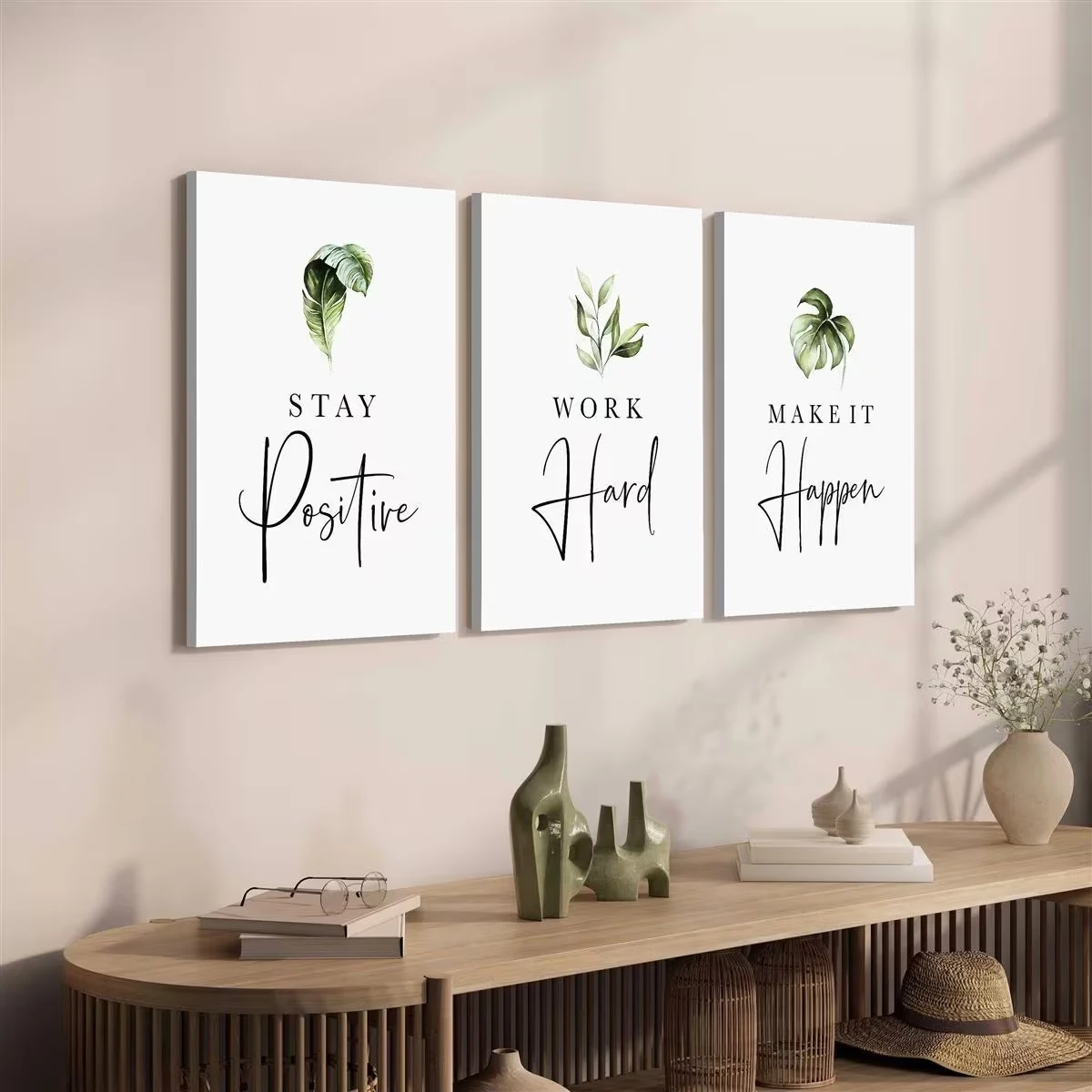 3pcs frameless Canvas Painting 3pcsModern Stay Positivity Put In Effort And Achieve  Goals Wall Art Print Canvas Painting Poster