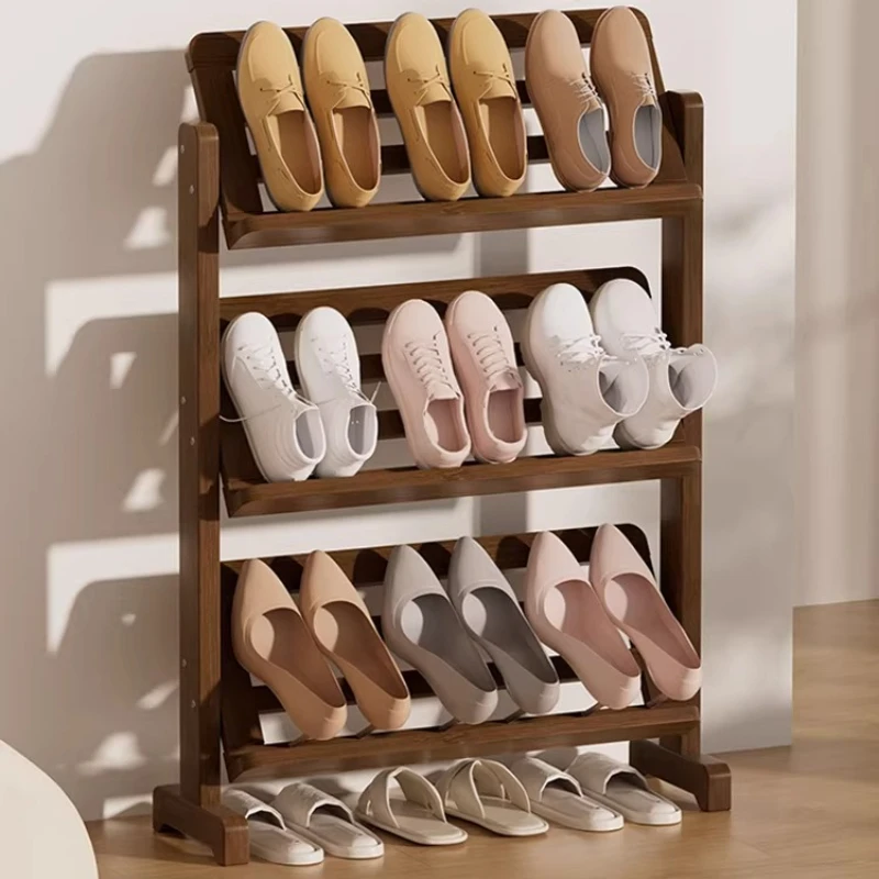 

Современная многоярусная наклонная полка для обуви из бамбука Мосо для прихожей, компактный органайзер и минималистичный шкафчик