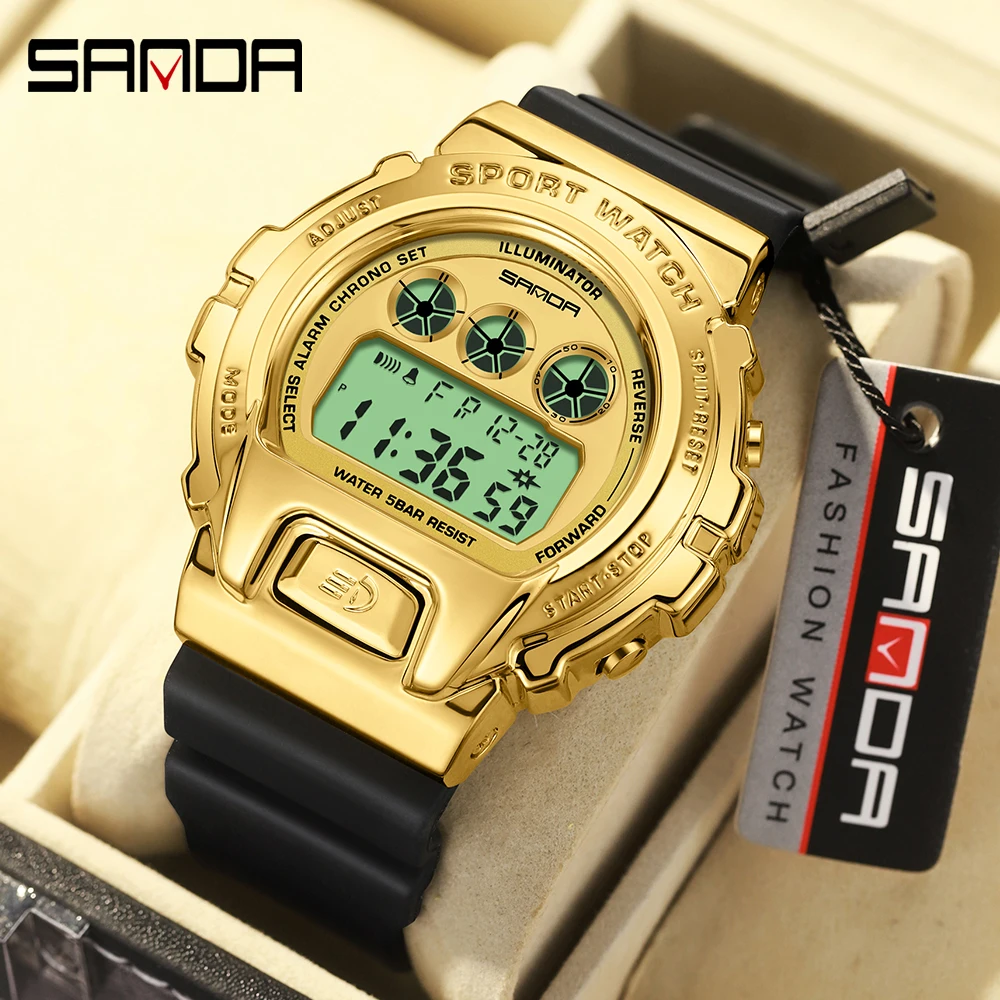 Fashion Sanda 2127 Led Digital Men Military Army Sport Chronograph Date Watch Tpu Band Week 50m Waterproof Male Electronic Clock