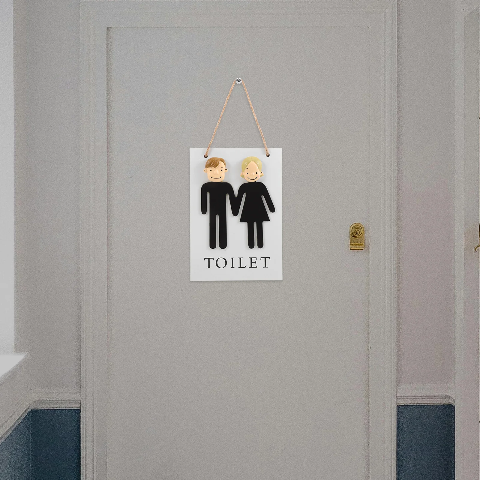 

Bathroom Door Sign Natural Wood Nordic Style Elegant Decor Toilet Washroom Home Restroom Decoration Easy Install