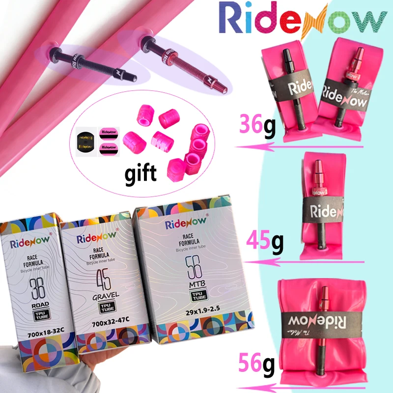 1-4 Stück Ridenow 36g/45g/56g Metallventil TPU Fahrradschlauch mit Leuchtventilkappe MTB Ultraleichter Rennrad-Innenschlauch – Detail 1