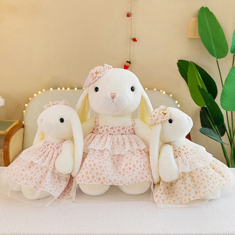 

Enchanting Kapok Bunny Plush Toy with Floral Skirt, Ideal for Birthday and Christmas Gifts