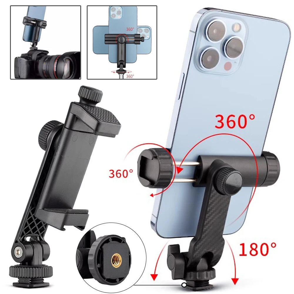 

Universal Phone Tripod Mount Adapter Cellphone Holder with Adjustable Clamp for Selfie Stick Monopod Camera Bracket Stands
