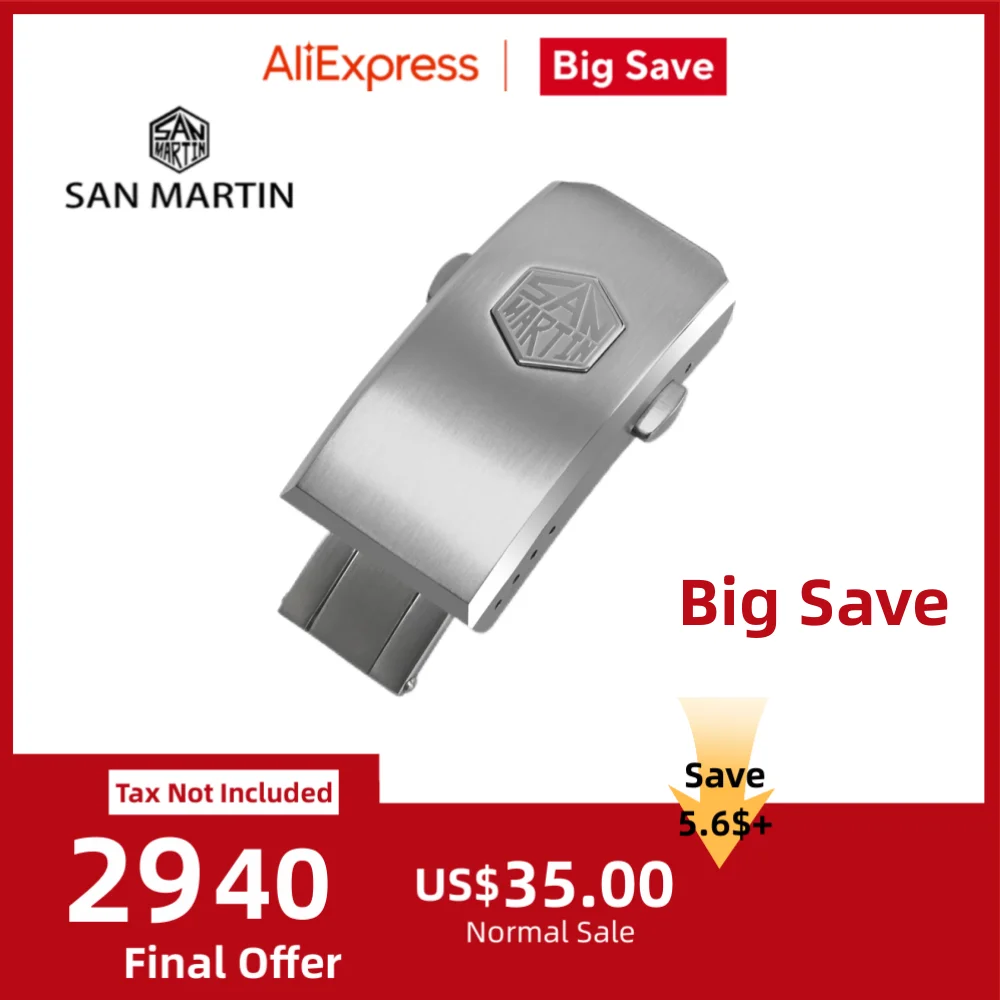 سان مارتن مشبك قابل للطي مع سلامة 2 ثقب 4 حفرة مايكرو ضبط ل 16 مللي متر 18 مللي متر سوار ساعة الفولاذ المقاوم للصدأ SN0020 SN0021 #1