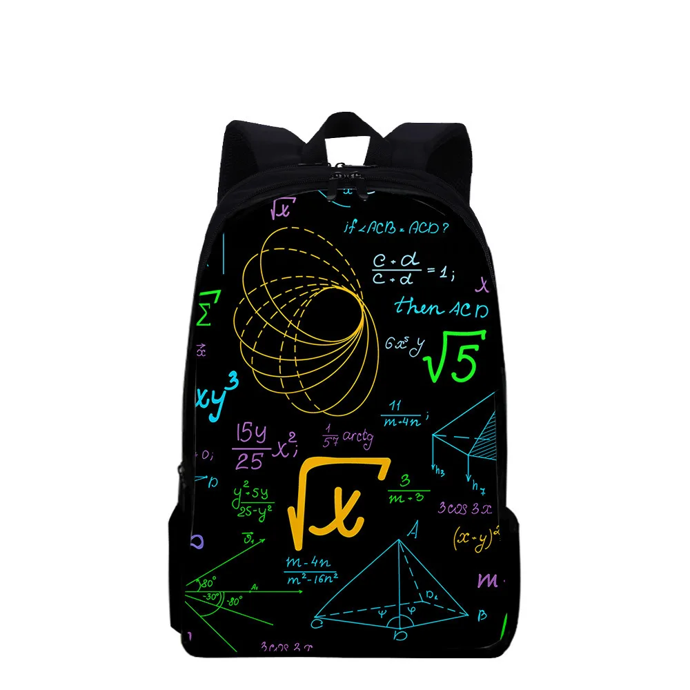 Trendige, beliebte mathematische Formel-Notebook-Rucksäcke für Schüler, Schultaschen, 3D-Druck, Oxford, wasserdichte Laptop-Rucksäcke für Jungen/Mädchen