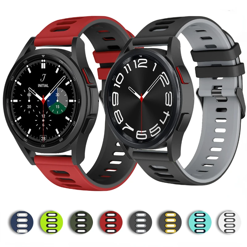 

22/20mm Silicone Strap For Samsung Galaxy Watch 3/4/5/6/7 Huawei Watch 5-4/Active2 Two-tone Bracelet Band For Amazfit GTR4/GTS4