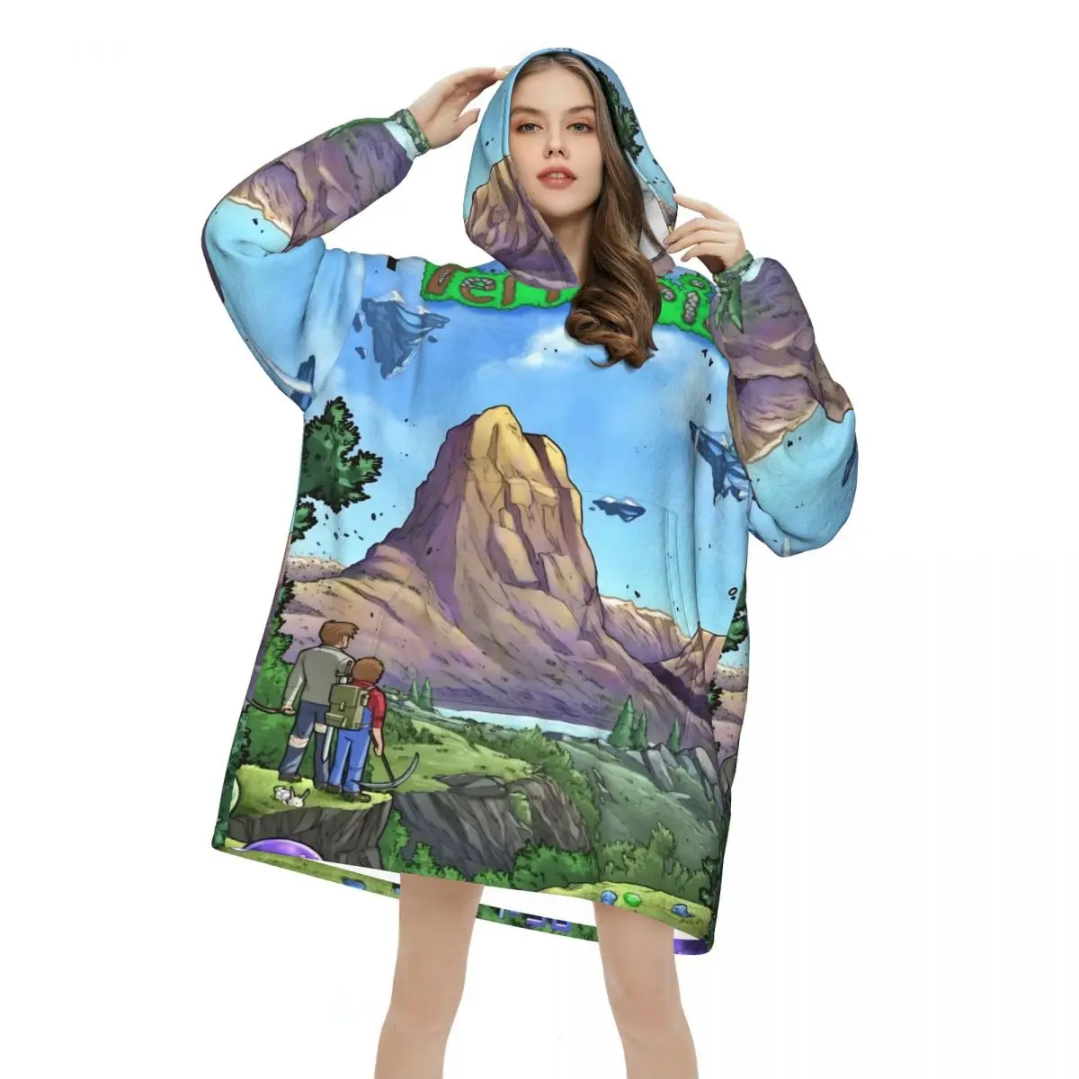 Oversized Terrarias Wearable Blanket Gifts for Women Men Ultrasoft Plush Warm Sweatshirt Blankets With Pocket