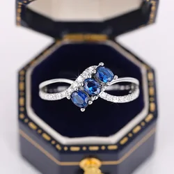 Huitan Graceful Rings with Shiny Blue Cubic Zirconia Fashion Exquisite Wedding Bridal Jewelry Gorgeous Women Finger Accessories