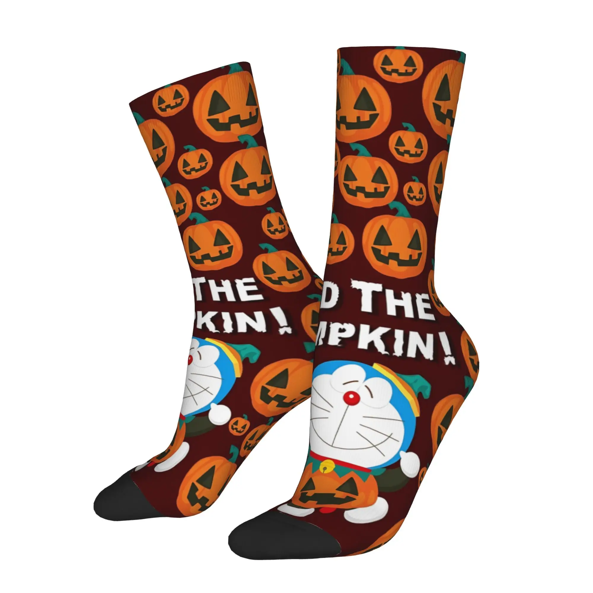 1 Pair Funny Crazy Sock for Men Find The Pumpkin Halloween Jack Hip Hop Harajuku Doraemoning Pattern Printed Sock Novelty