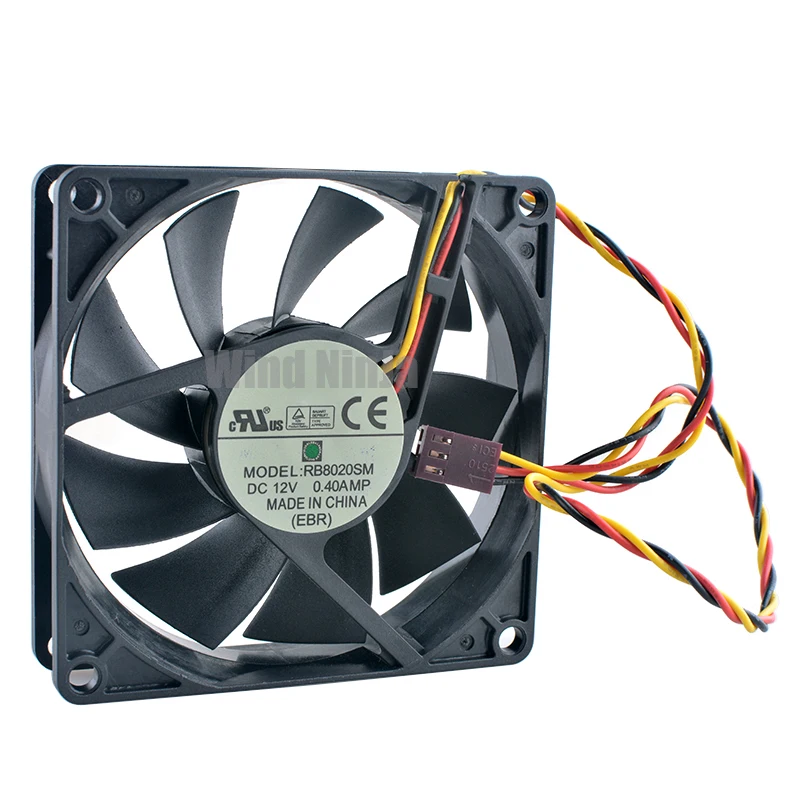 RB8020SM 8cm 80mm fan 80x80x20mm DC12V 0.40A 3pin axial flow fan cooler cooling fan for chassis CPU