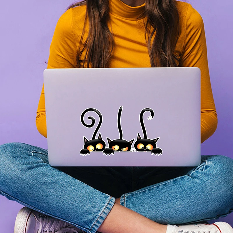 ملصقات مضحكة للقطط السوداء لمصد ، سيارة ، شاحنة ، خوذة محرك ، صندوق أدوات ، باب ، كمبيوتر شخصي ، قارب ، مقاوم للماء ، ديكورات السيارات ، 17x10 ، CK21121 # #3