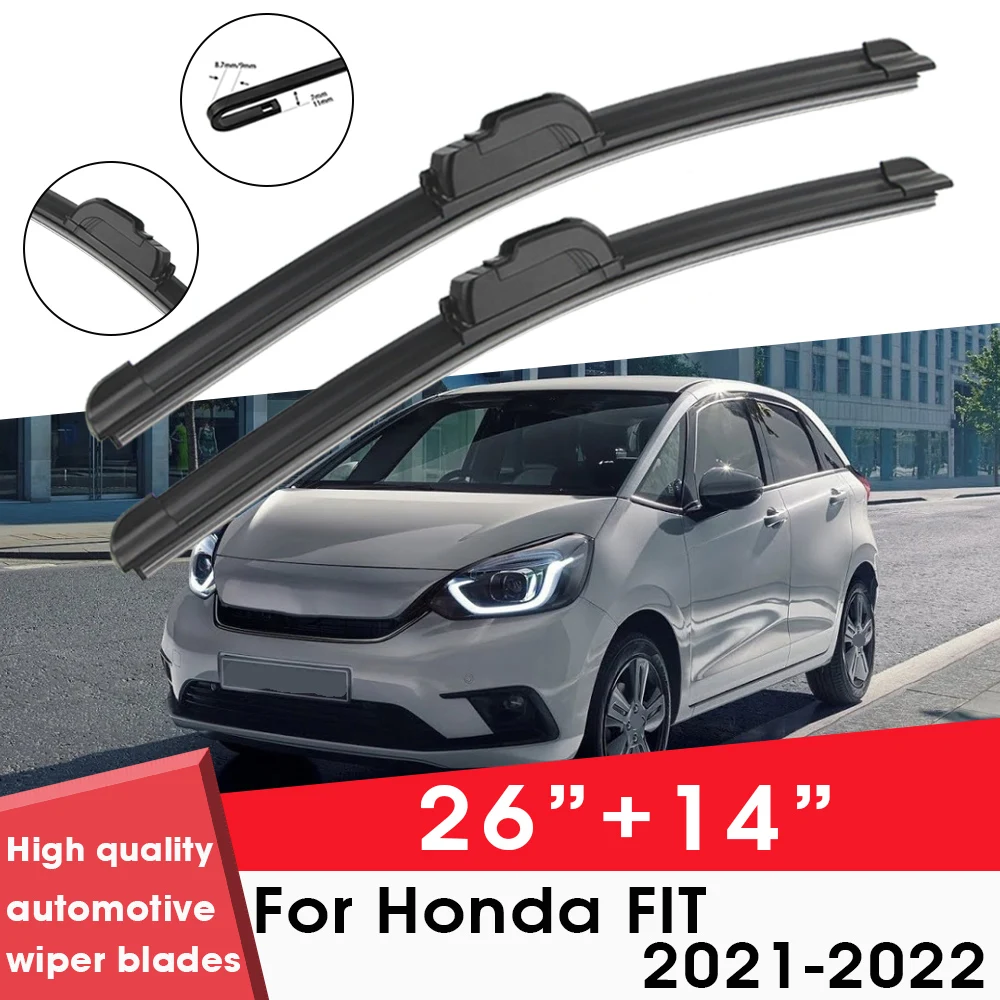 

Car Wiper Blade Blades For Honda FIT 2021-2022 26"+14" Windshield Windscreen Clean Naturl Rubber Car Wipers Accessories