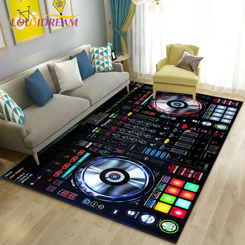 3D DJ Music Screen Keyboard Area tappeto, tappeto per soggiorno camera da letto divano zerbino decorazione, Kid Play tappetino antiscivolo regalo