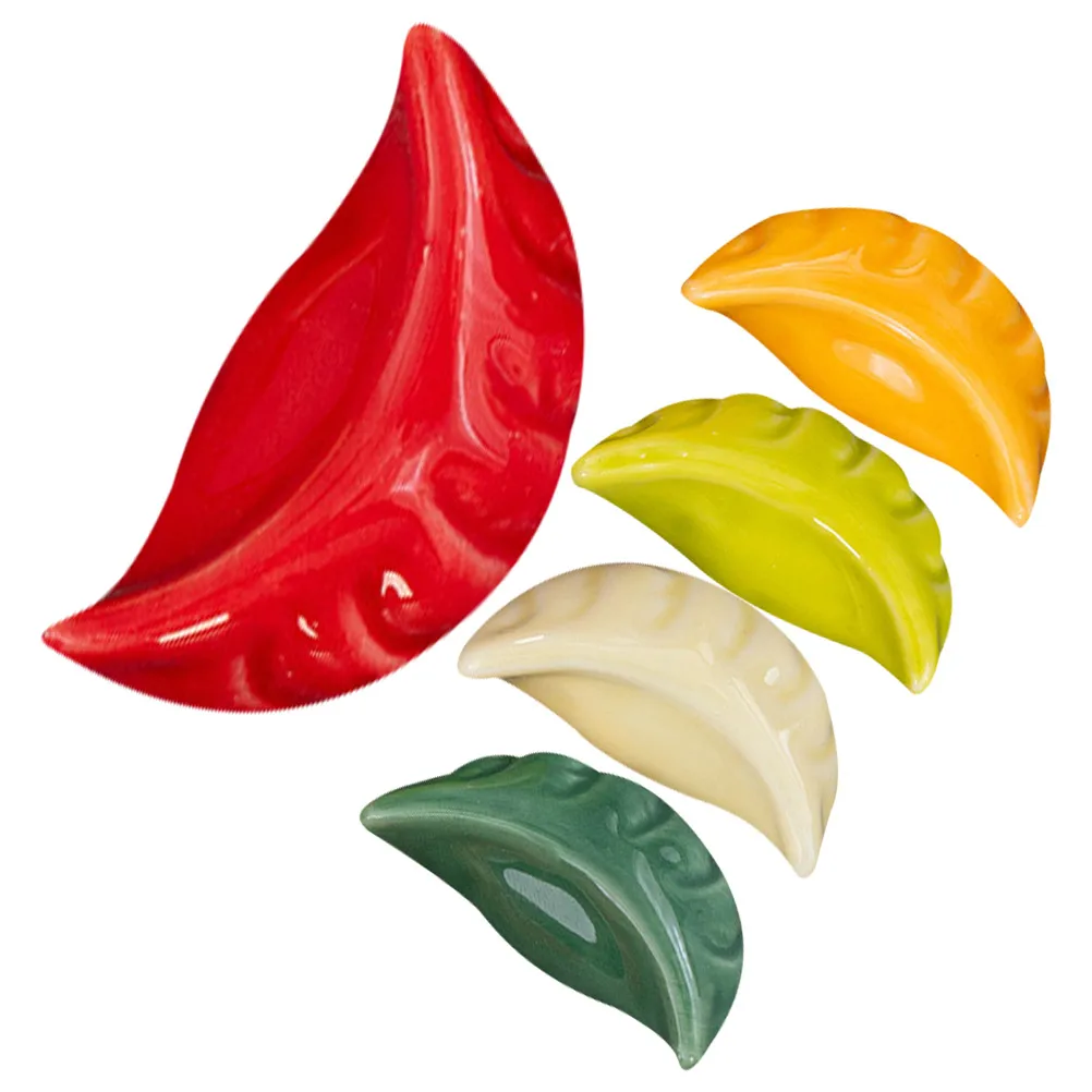 

5Pcs Ceramic Chopstick Holders Dumpling Shape Cute Tableware Rest Spoon Fork Holder Kitchen Dining Table Decoration