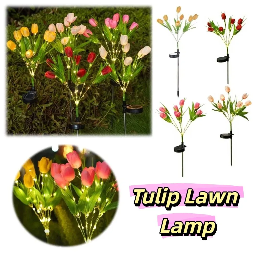 

Солнечные садовые светильники с 7 головками в форме тюльпанов, водонепроницаемые, светодиодные, для улицы, декоративные