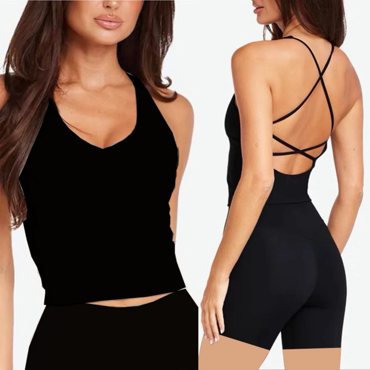 

Women Yoga Suit beautiful back sports vest High Waist Shorts Outfit Gym Set Fitness Running Workout Clothes Push Up Sportswear