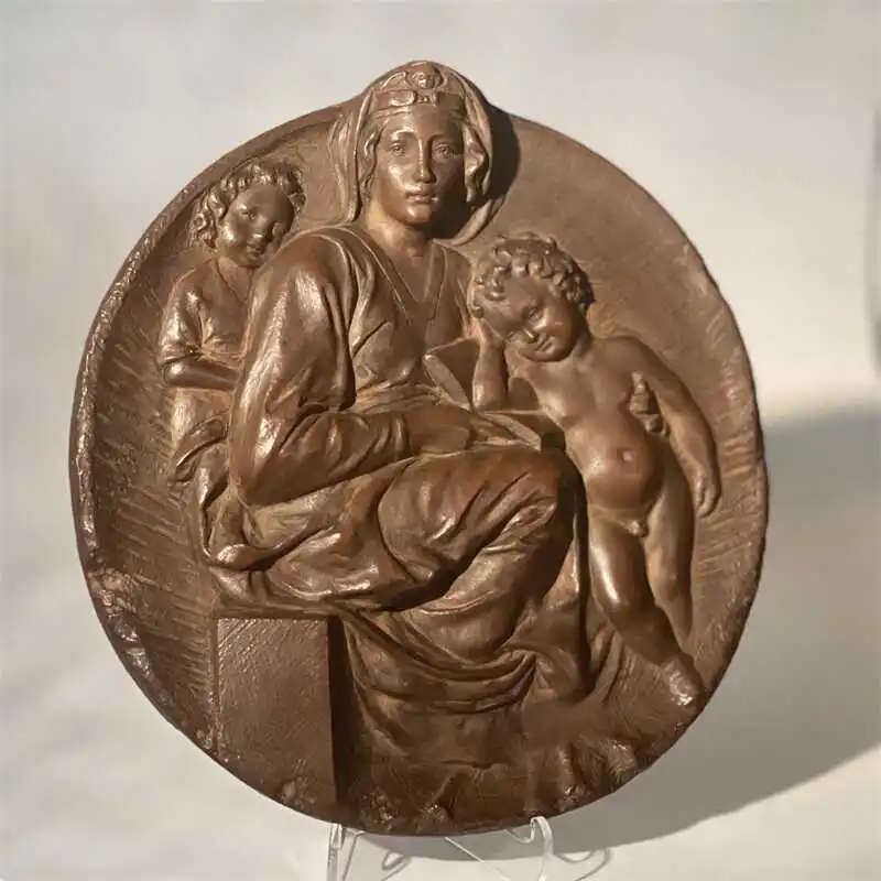 

Европейская копия рельефа Микеланджело «Маддонна и ребенка» для домашней художественной студии, украшения для рабочего стола, украшения