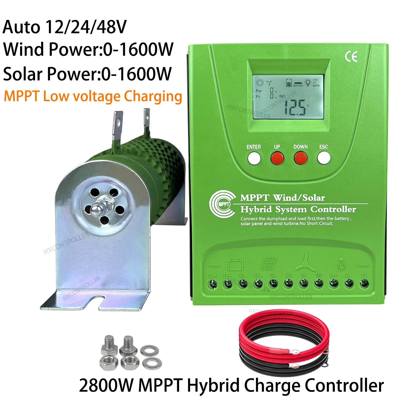 

2800W MPPT Hybrid Wind Solar Charge Controller Wind Turbine Generator Solar Panel Booster Controller For 12V 24V 48V All Battery