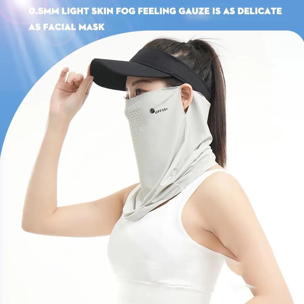 Summer Ice Silk Face Mask Scarf Sun Protection Anti-UV Ear Breathable Cycling Hanging Face Fishing Outdoor Cover T2A9