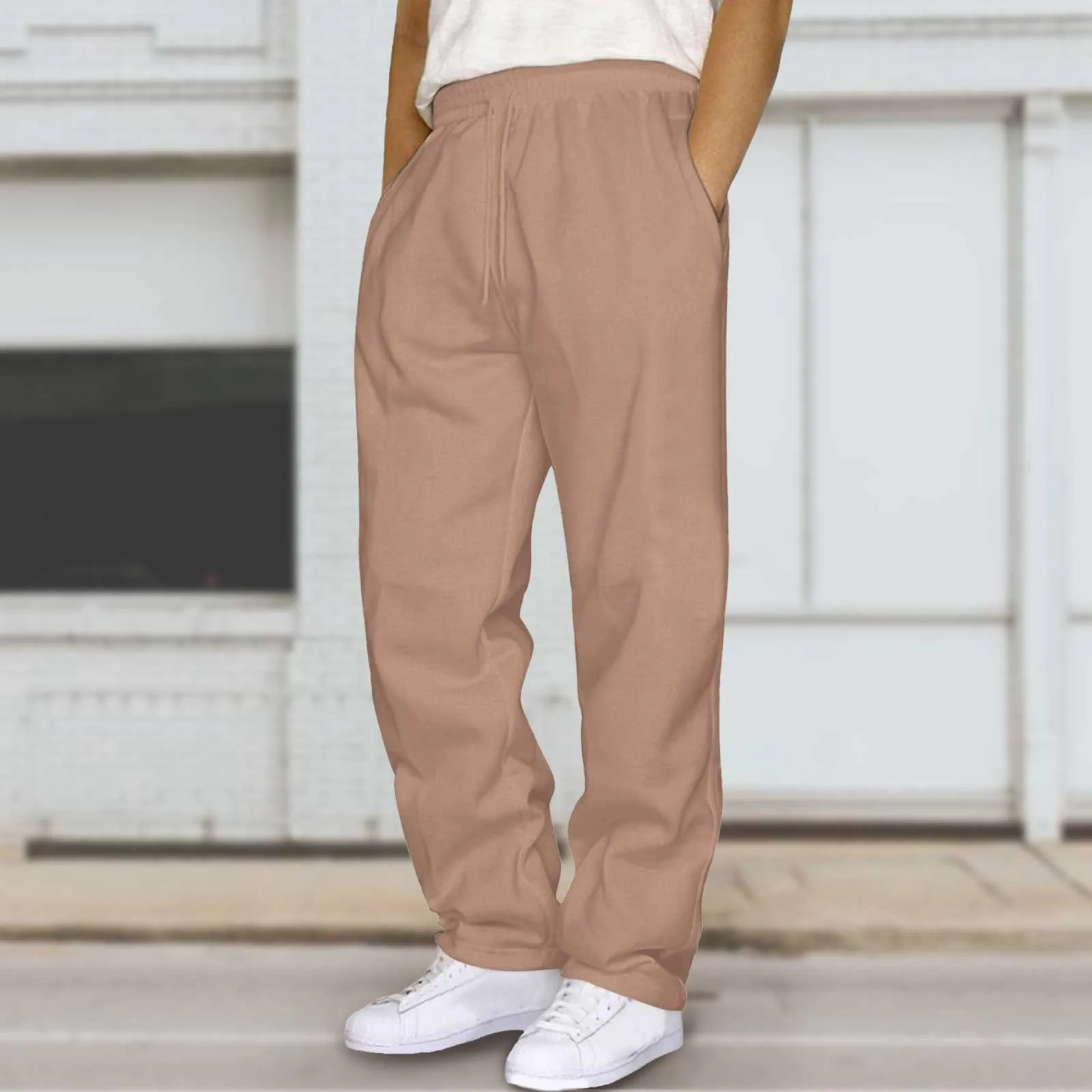 

Men's Cargo Pants Loose Drawstring Sweatpants with Pockets Sports Straight Trousers Jogging Long Pants Hip Hop Streetwear