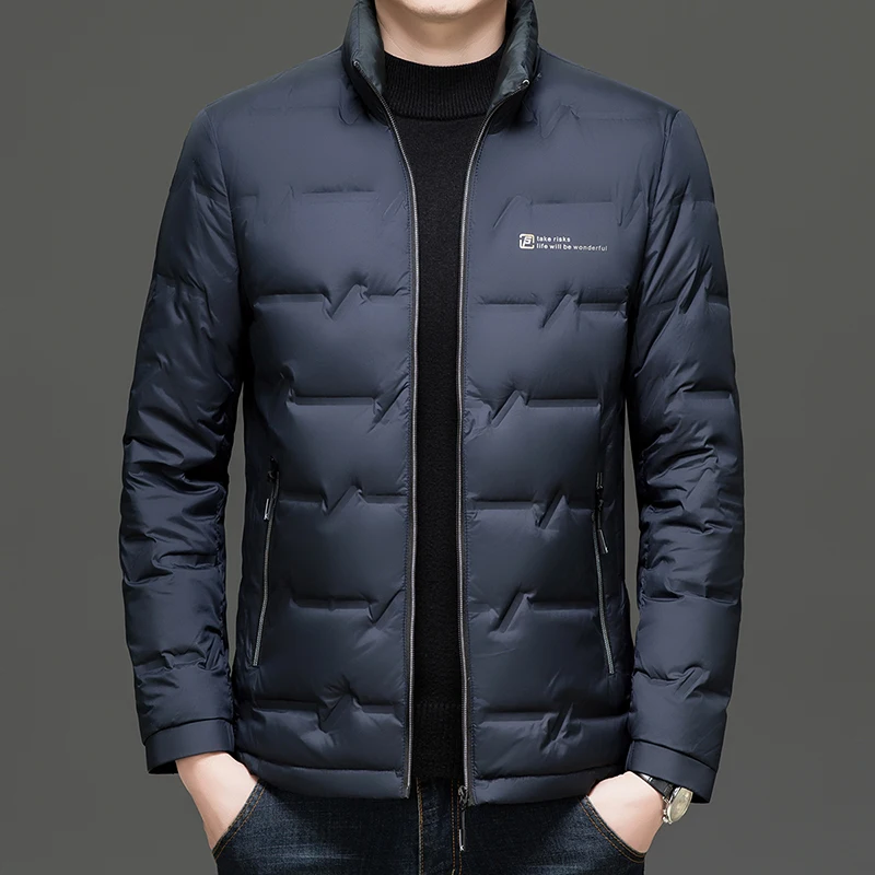Winter New Men Thicken Down Cotton Parkas Casual Fashion Solid Windproof Stand Collar Zipper Cardigans Warm Coats