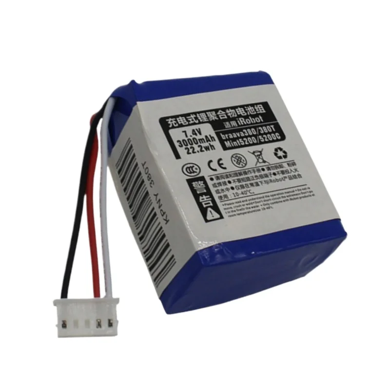 For IRobot  Braava 380T 380 381 Mint 5200 5200C Accessories Replacement Bateria 7.4V 3000mAh Battery Rechargeable Battery