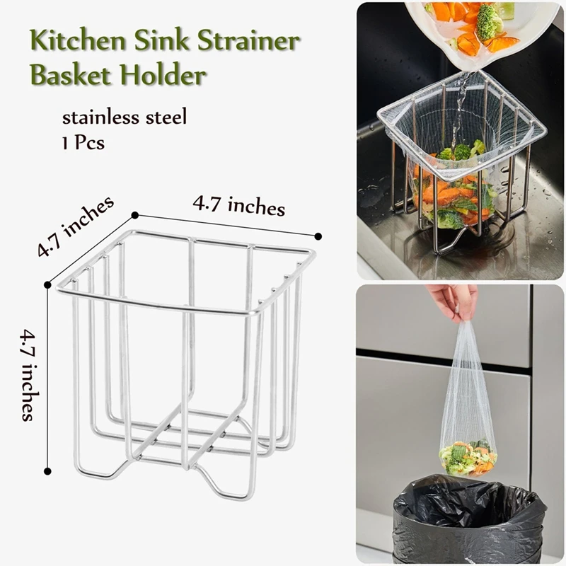 Hot Kitchen Sink Drain Strainer Basket With Sink Basket Holder And 300Sink Strainer Net Bags Mesh Sink Strainers For Kitchen