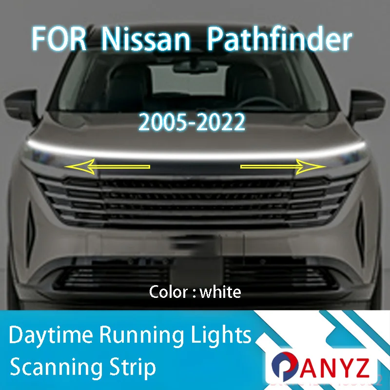 

FOR Nissan Pathfinder 2005-2022 LED Daytime Running Light Scan Starting Car Hood DRL Guide Decorative Ambient Lamp 12V