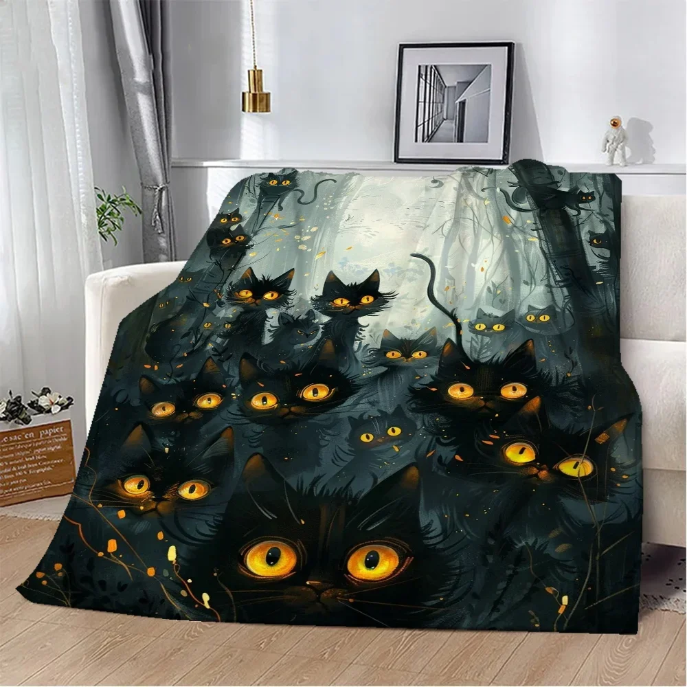 Halloween Cat Decorative Blankets for Sofa Cover Blanket Beach Towel Luxury Bedding Home and Decoration Bed Throw Fluffy Plaid