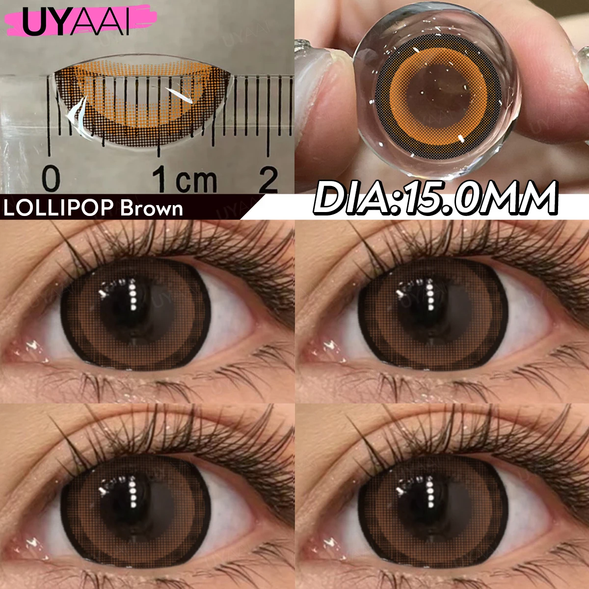 UYAAI 15MM Pupillenvergrößernde Farbige Schwarze Kontaktlinsen für Braune Augen Schneller Versand Hochwertige Natürlich Aussehende Linsen