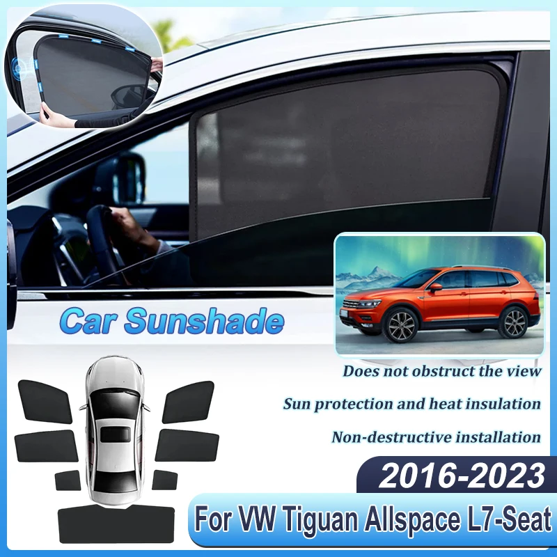Car Sunshades For Volkswagen Tiguan 2021 Accessories VW Tiguan Allspace L7-Seat 2016 2017-2023 BW2 MK2 Mesh Anti-UV Auto Parts