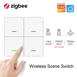 4 Gang Tuya ZigBee Wireless 12 Scene Switch Push Button Controller Battery Powered Home Automation Scenario for Tuya Devices