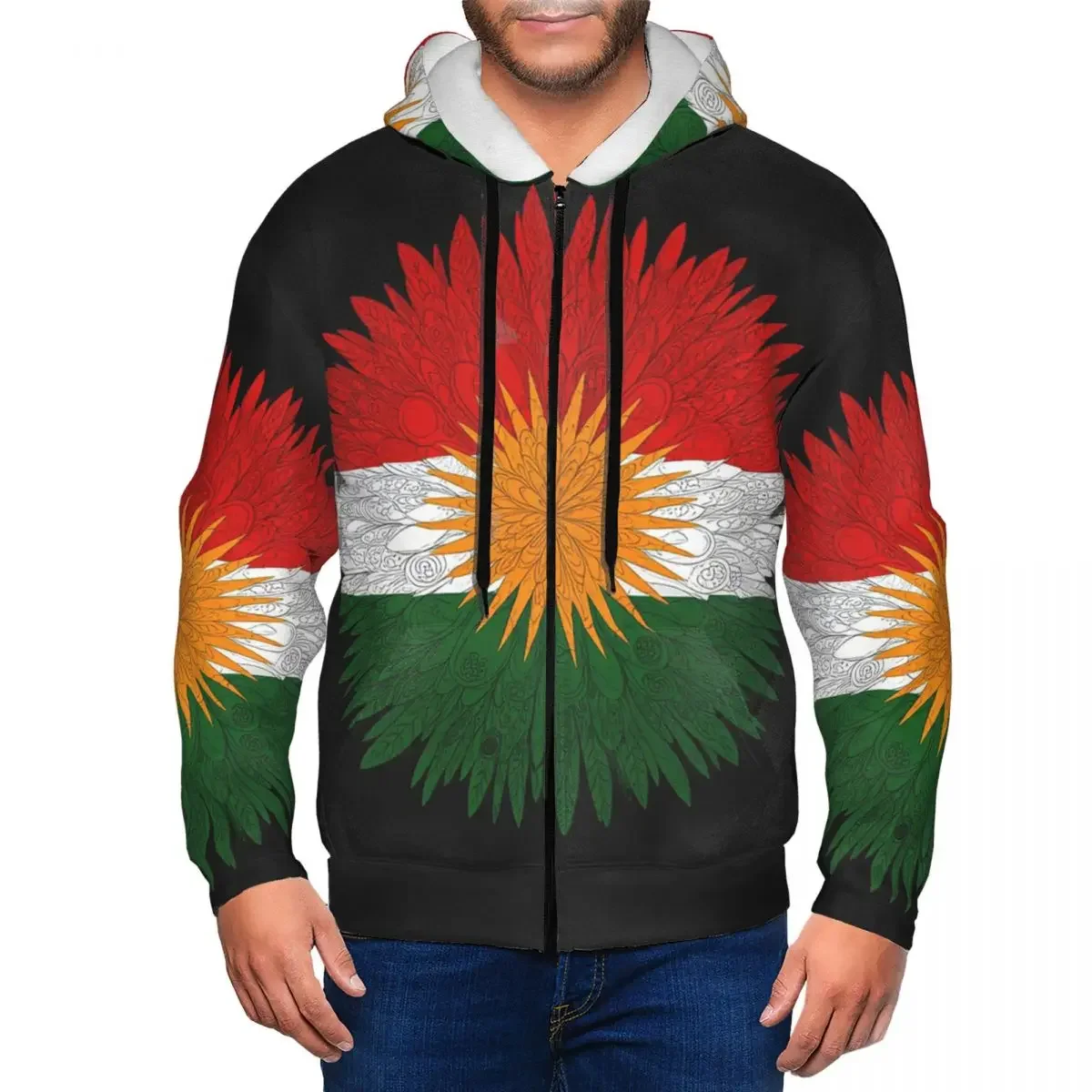 

Толстовка на молнии с флагом Курдистана, пуловер в стиле Харадзюку, осень-зима, мужская и женская толстовка, топы с длинными рукавами