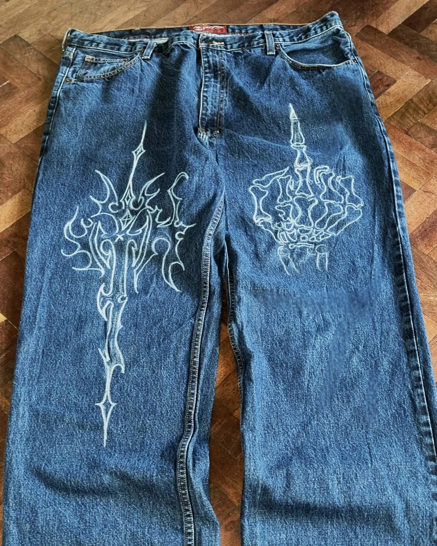 Jean à jambes larges pour femmes, Vintage, délavé, imprimé Floral, taille haute, Baggy, style Boho, confortable, coupe ample, TikTok Viral, été Y2K