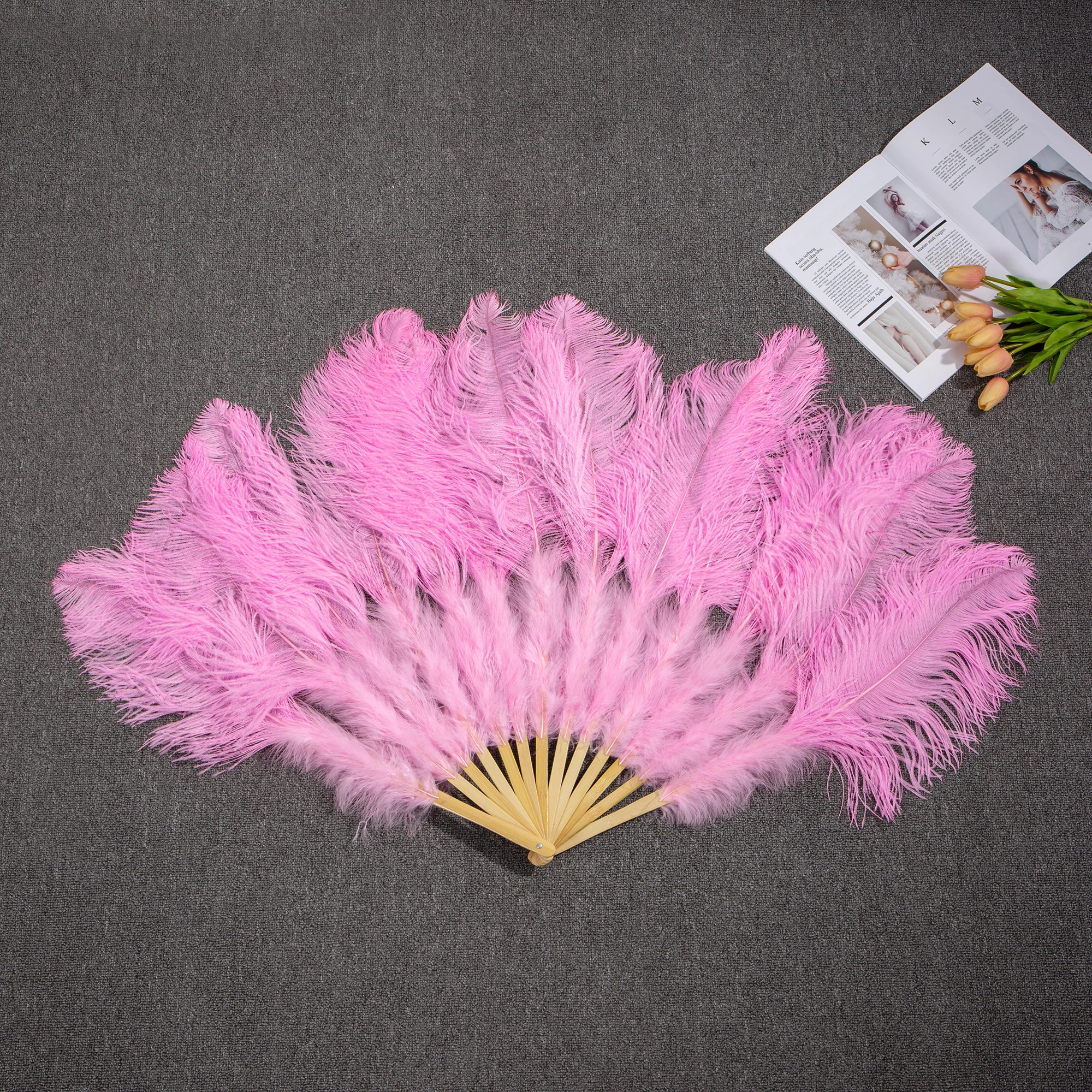 

13 Bone Fluffy Real Ostrich Feathers Fan for Wedding Party Carnival Dance Show Decoration Natural Ostrich Plumes Fan Customized