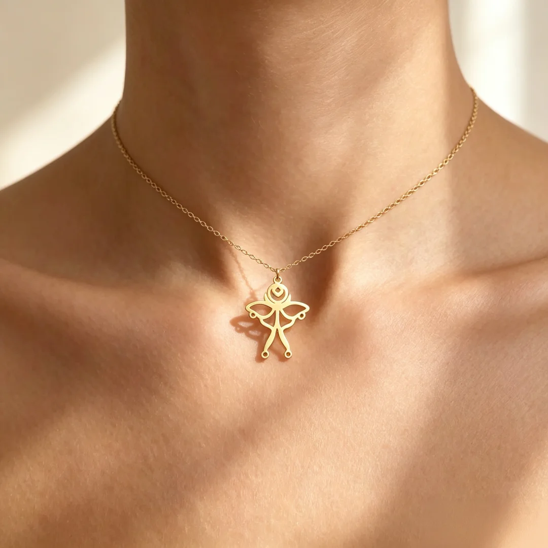 Stainless Steel Luna Moth Moon Star Necklace For Women Stainless Steel Gothic Butterfly Insect Chain Jewelry colar