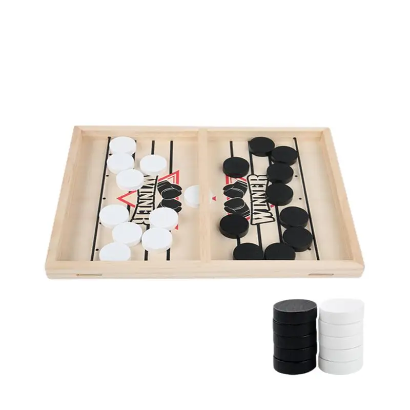 Puck Game Wooden Board Game Competitive Game Interactive Toys Slingshot Game Desktop Battle For Family Game Night