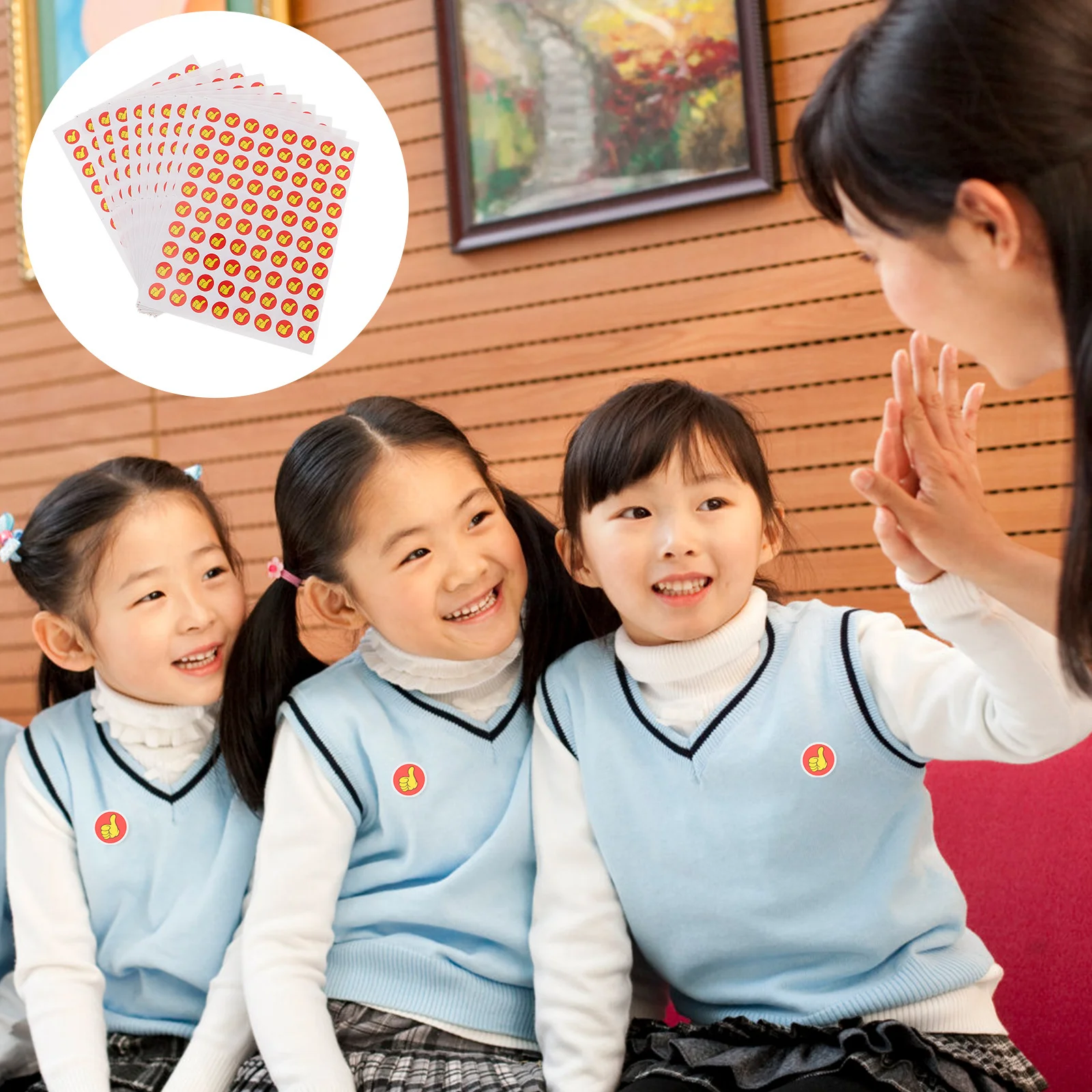 

50pcs Reward Stickers Thumbs-Up Patterned Self-Adhesive Kids School Office Home Use Delicate Children Labels Kindergarten