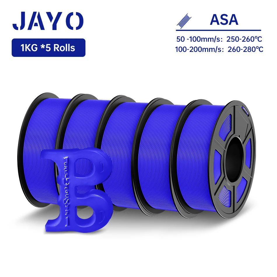 JAYO 3D Filament ASA 1,75mm 5KG Hitze- und Witterungsbeständiges ASA 3D-Drucker-Filament Perfekt für den Druck von Funktionellen Außenteilen