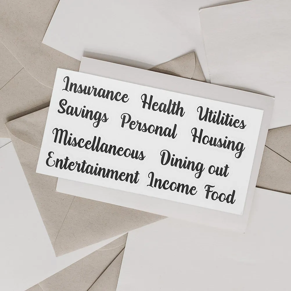 5Sets Alphabet Budget Sticker PVC Adhesive Multi-Function Cash Envelope Labels Household Budget Labeling Accessory Portable